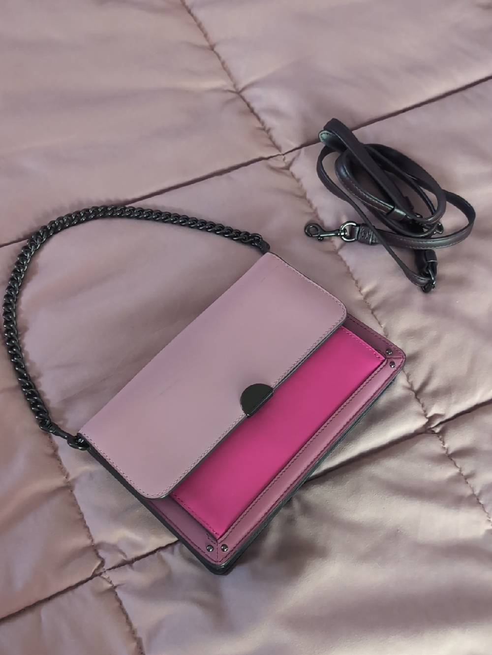 Coach Small Formal Party Purse Crossbody / Shoulder / Clutch Pink Color block